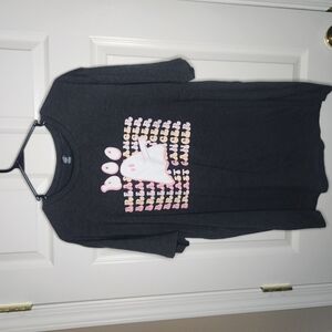 Source Unknown Pink and Black Short Sleeve Tee with Graphic Design